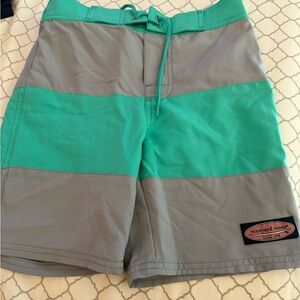 Vineyard Vines Boys Green and Gray Swim Shorts
